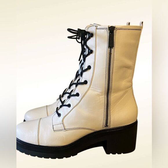 Michael Kors | Women’s Anaka leather combat boots in cream. NWOB size 11 - Picture 2 of 8